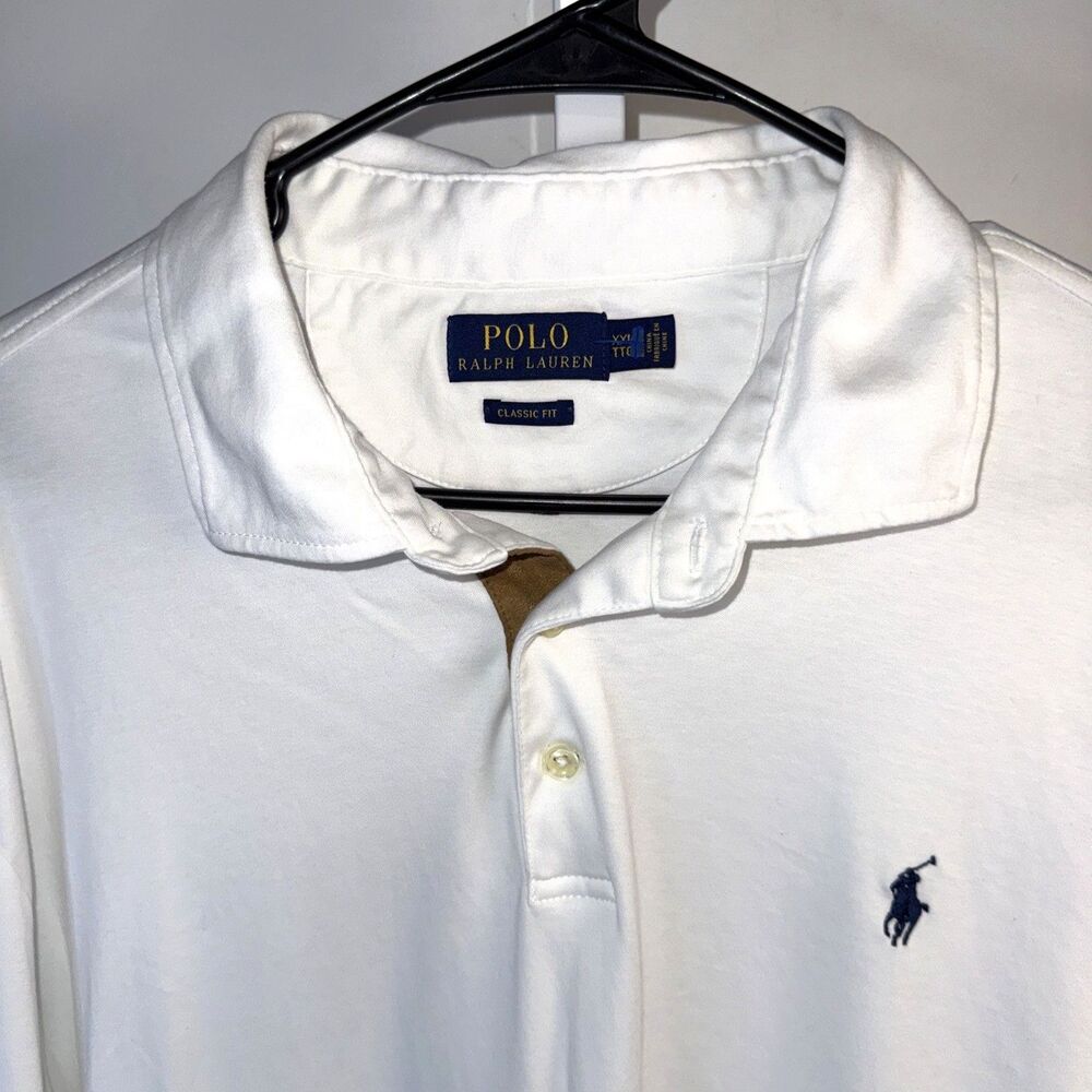 Polo Ralph Lauren Men XXL Long Sleeve Polo Shirt White Classic Fit 100% Cotton